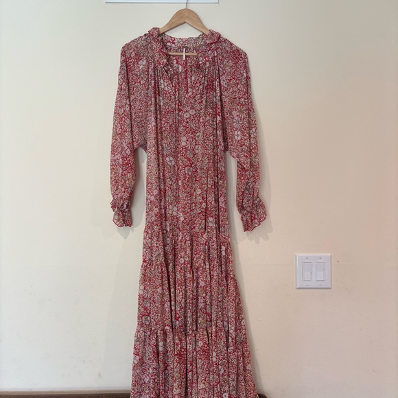 Free People Feeling Groovy  Red Maxi Dress Red (No Slip) SP - Picture 5 of 13